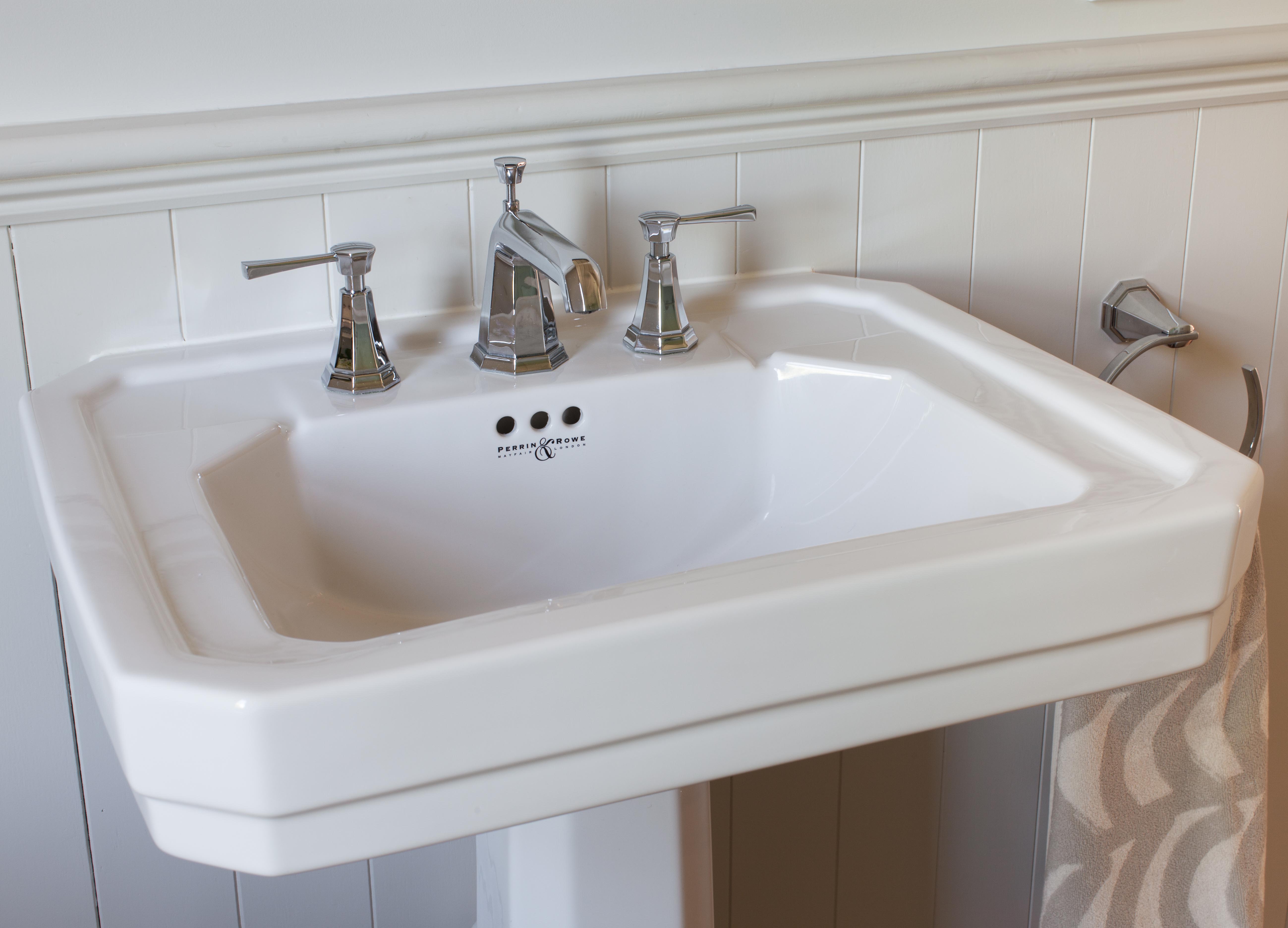 Deco Three-Hole Basin Mixer with Lever Handles - Nickel