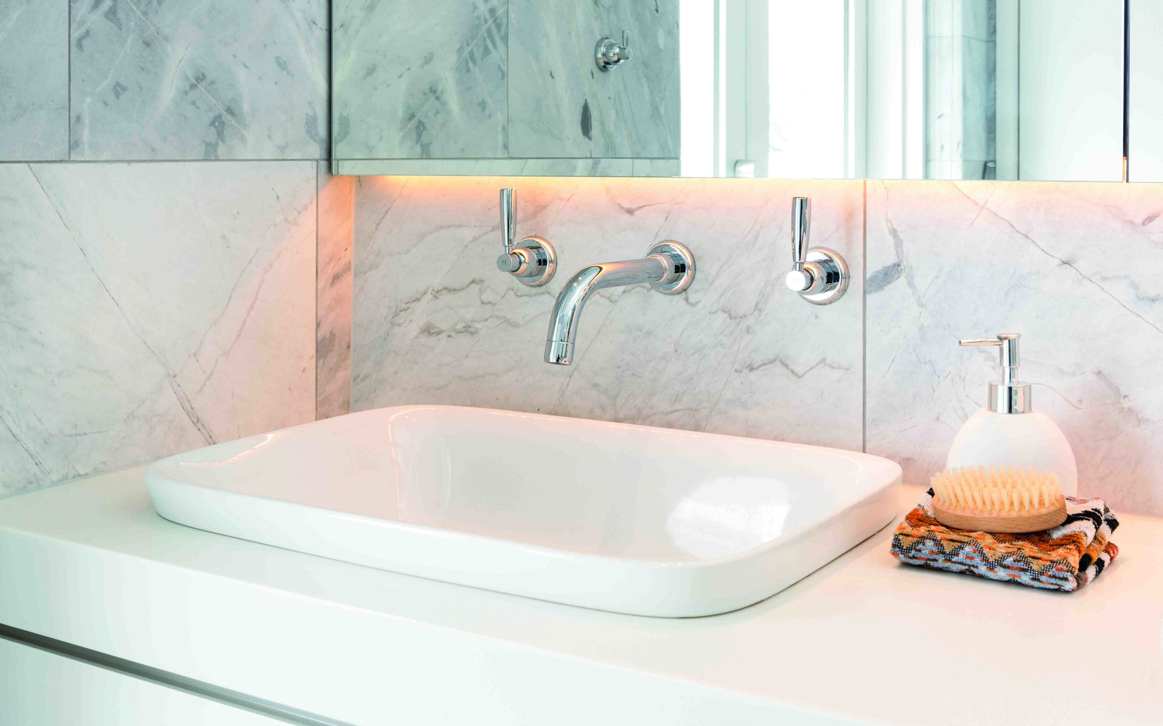 Langbourn Wall-Mounted Three-Hole Basin Set - Chrome