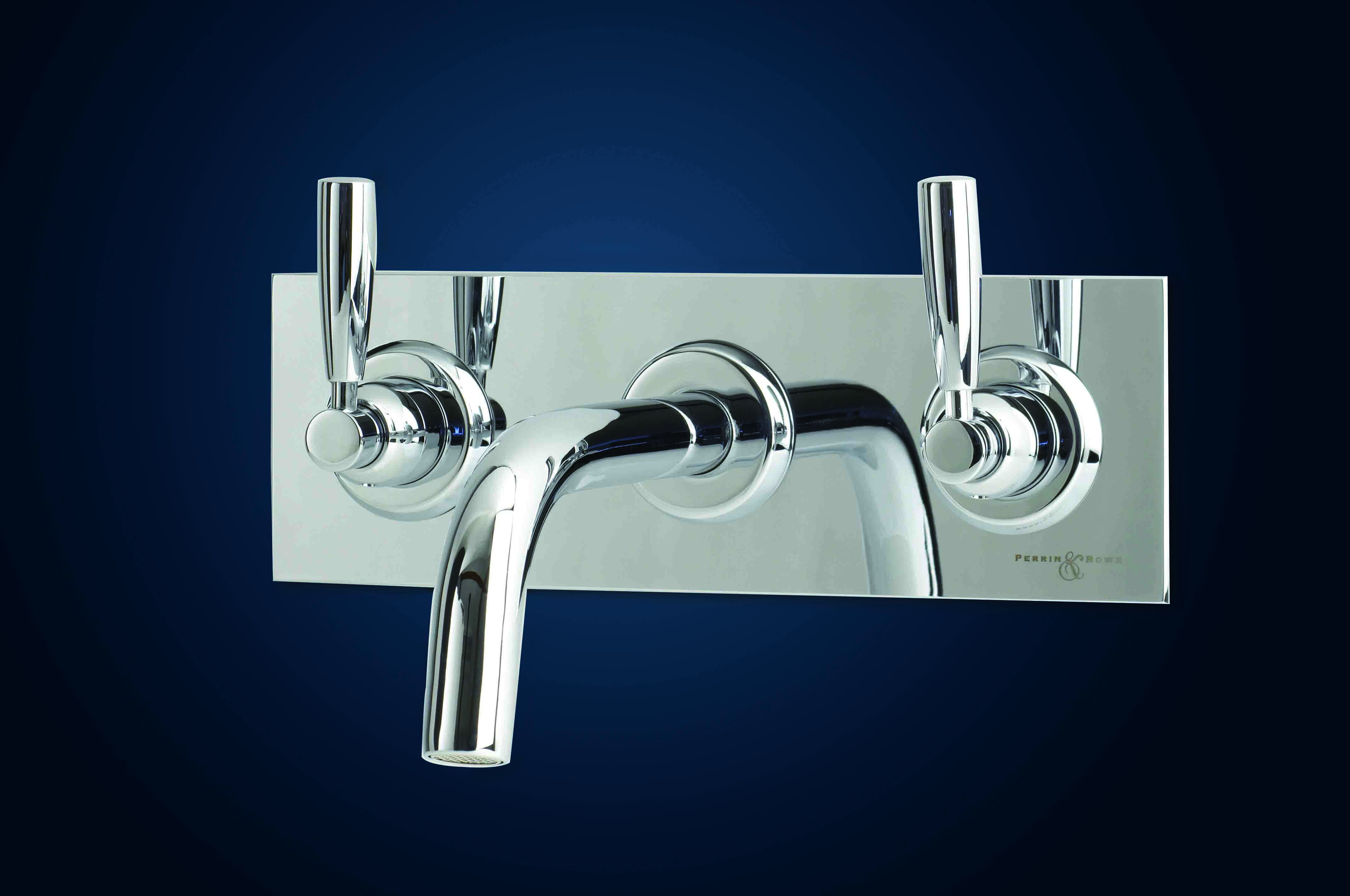 Langbourn Wall-Mounted Three-Hole Basin Set on Back Plate - Chrome